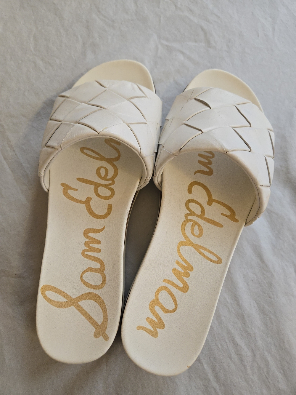 Sam Edelman Adaley Slide Sandal Ivory Woven Strap Open-Toe HAL3 - Picture 2 of 9